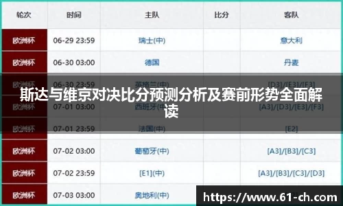 斯达与维京对决比分预测分析及赛前形势全面解读